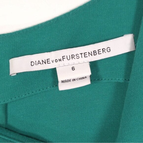 Diane Von Furstenberg Carpreena Mini Dress GREEN Size 6 Full Zipper Sleeveless - Picture 4 of 15